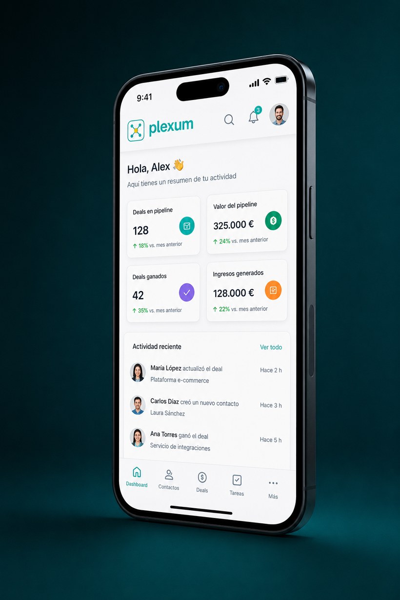 App mòbil de Plexum — dashboard